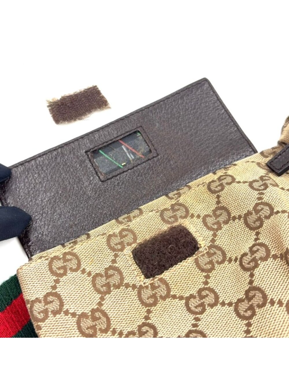 Gucci GG Pattern Canvas Leather Brown Beige Belt Bag Waist Pouch Silver - Picture 8 of 15